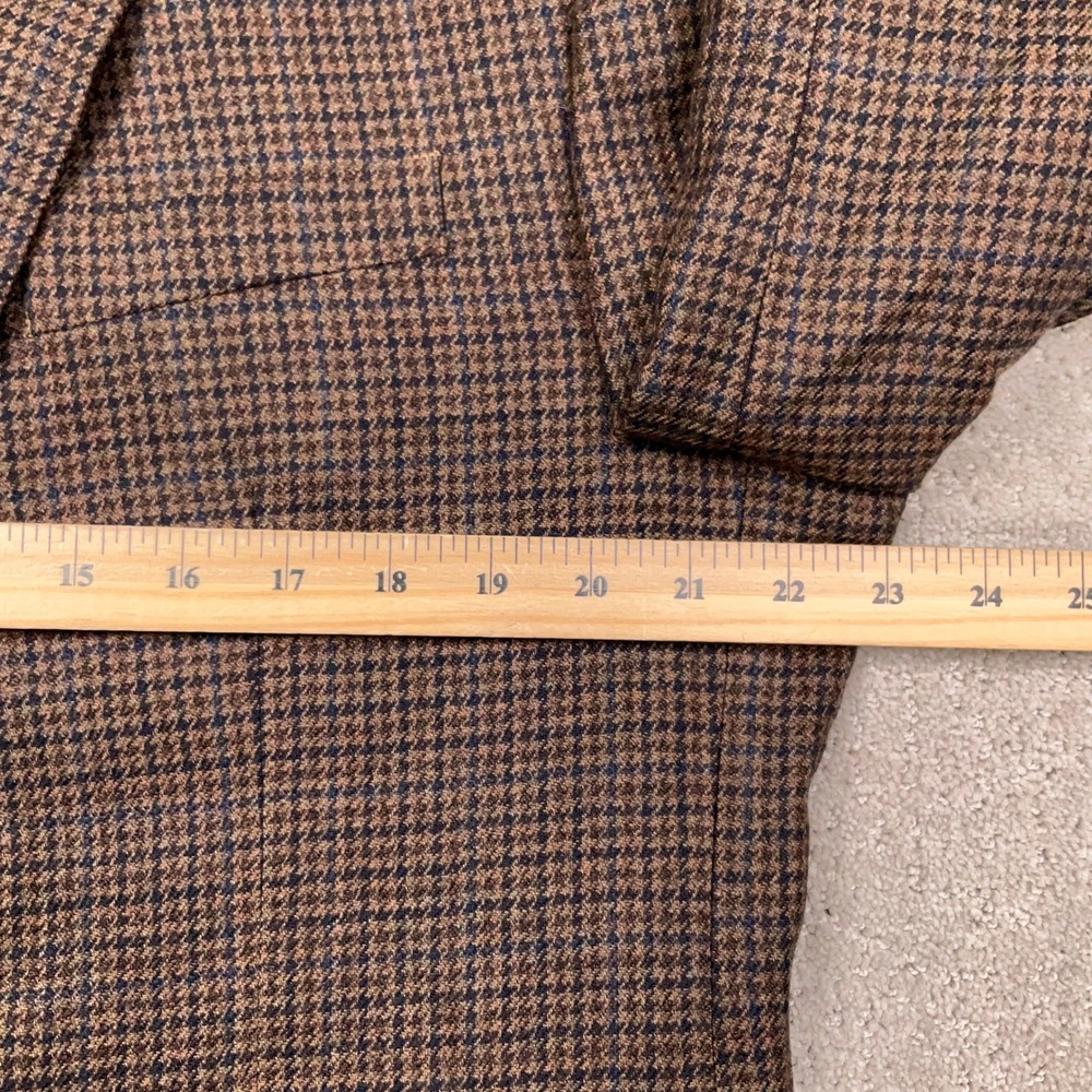 Chaps Mens 44R Brown Blue Houndstooth Lambswool Two Button Heritage Timeless - Picture 7 of 11